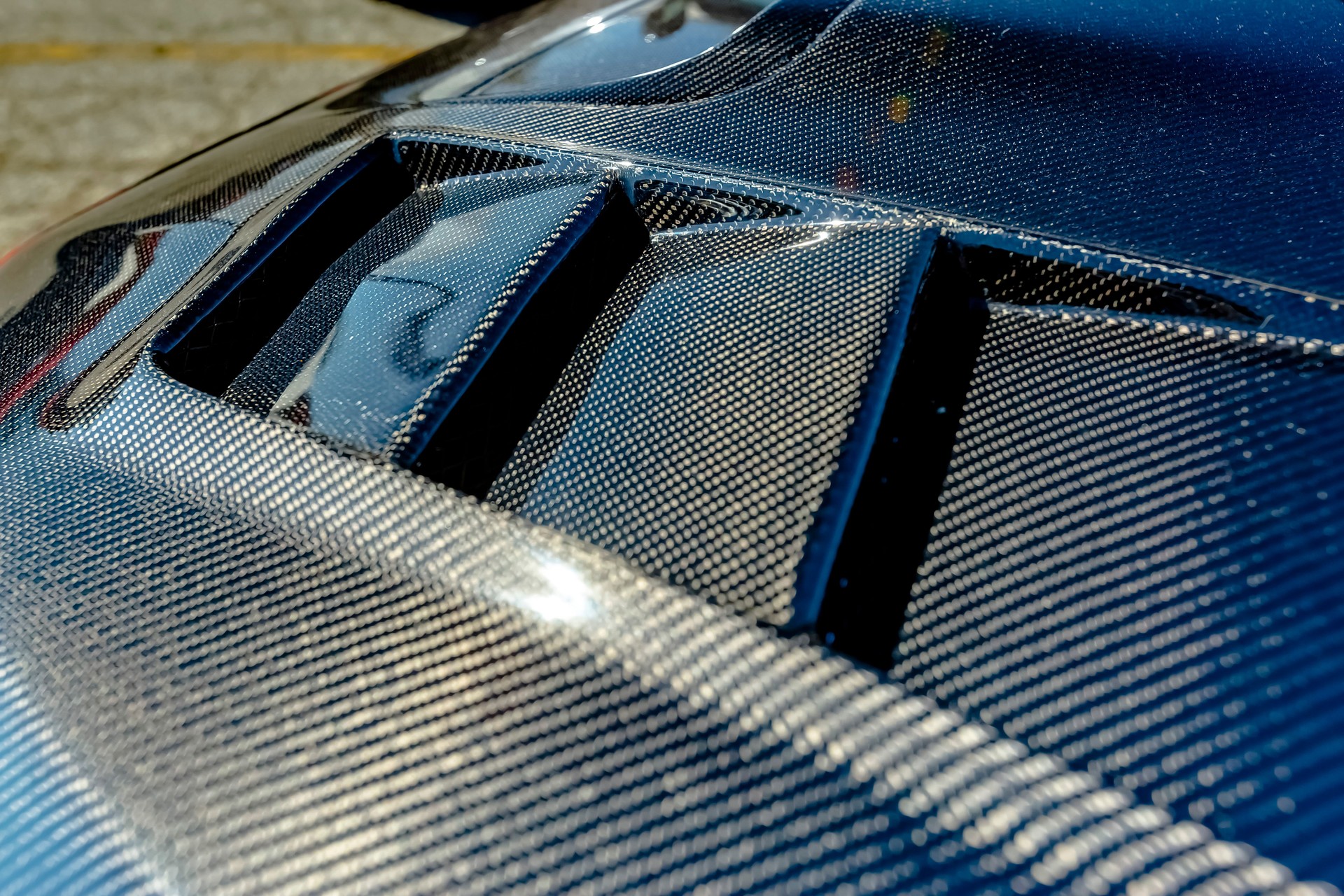 Kevlar carbon fiber texture on a car hood